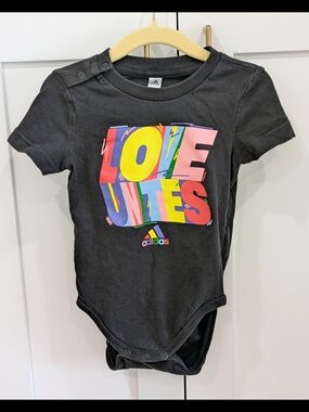 adidas Kids Black 'Love Unites' Graphic One-Piece